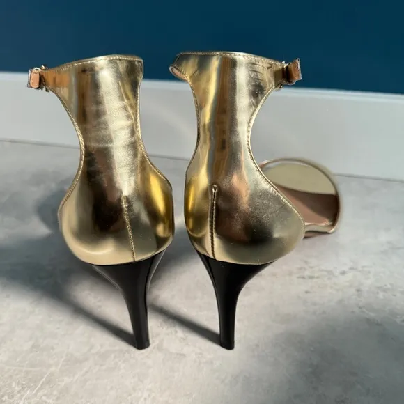LINEA PAOLO GOLD heels sandals leather Strappy stilettos women’s 13 Nordstrom