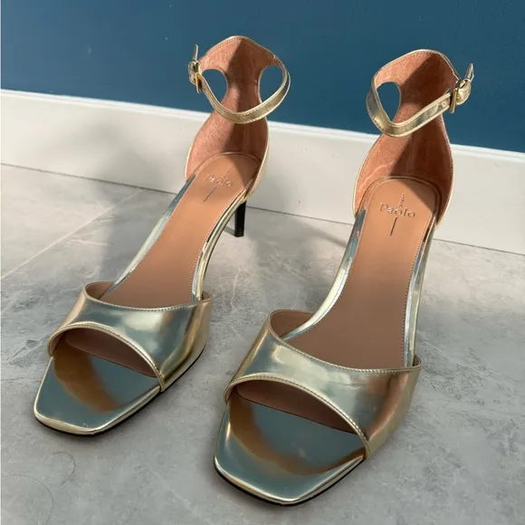 LINEA PAOLO GOLD heels sandals leather Strappy stilettos women’s 13 Nordstrom