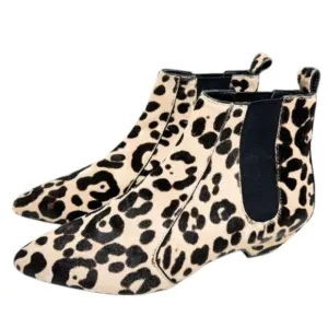 Linea Paolo Shoes 6.5 Anthro Leopard Printed Calf Hair Point Toe Ankle Booties