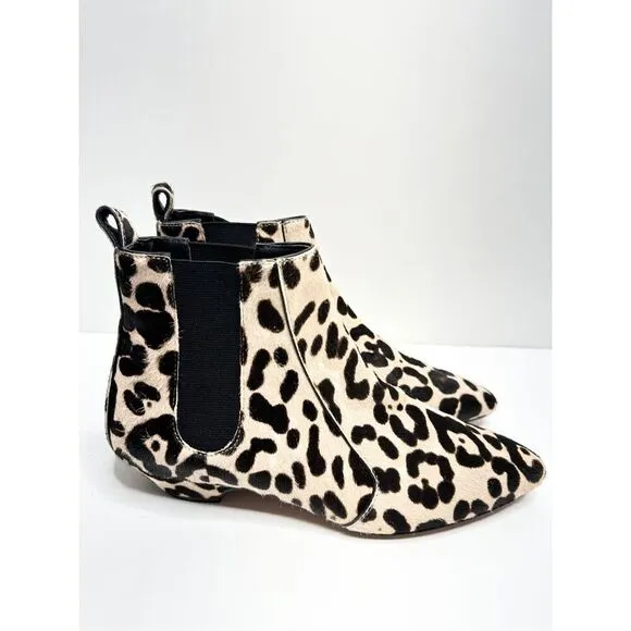 Linea Paolo Shoes 6.5 Anthro Leopard Printed Calf Hair Point Toe Ankle Booties