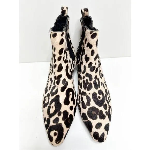 Linea Paolo Shoes 6.5 Anthro Leopard Printed Calf Hair Point Toe Ankle Booties