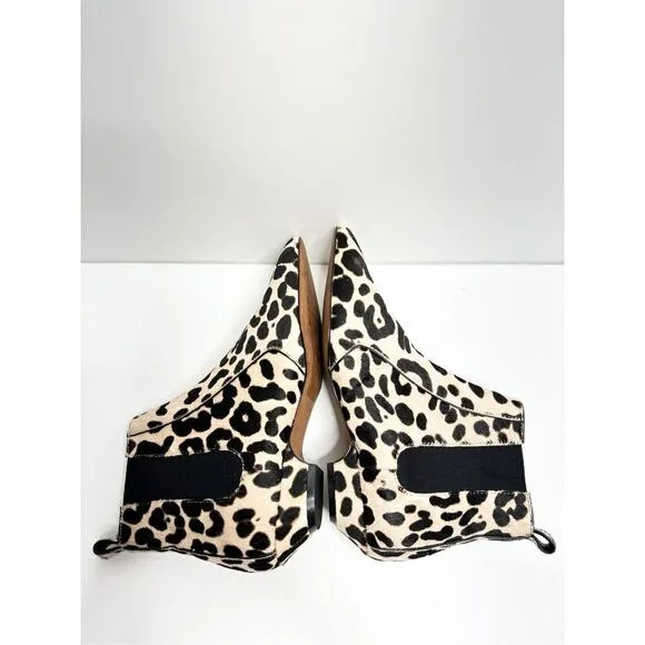 Linea Paolo Shoes 6.5 Anthro Leopard Printed Calf Hair Point Toe Ankle Booties