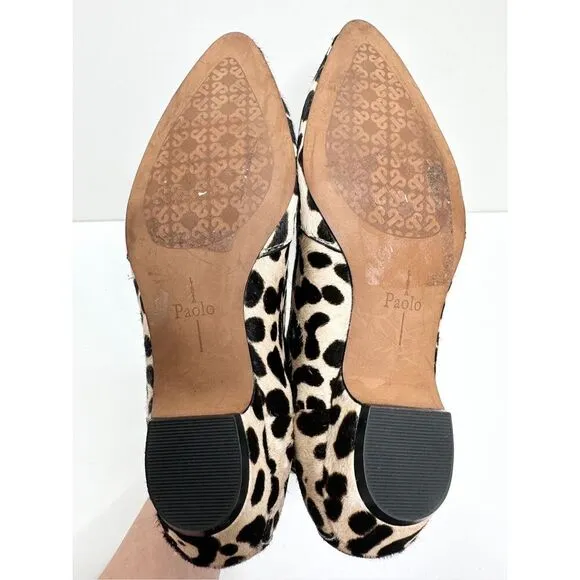 Linea Paolo Shoes 6.5 Anthro Leopard Printed Calf Hair Point Toe Ankle Booties