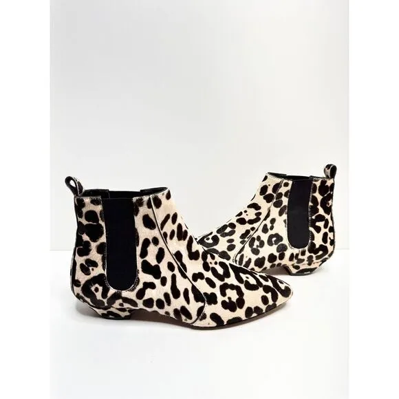 Linea Paolo Shoes 6.5 Anthro Leopard Printed Calf Hair Point Toe Ankle Booties
