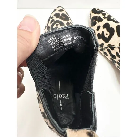 Linea Paolo Shoes 6.5 Anthro Leopard Printed Calf Hair Point Toe Ankle Booties