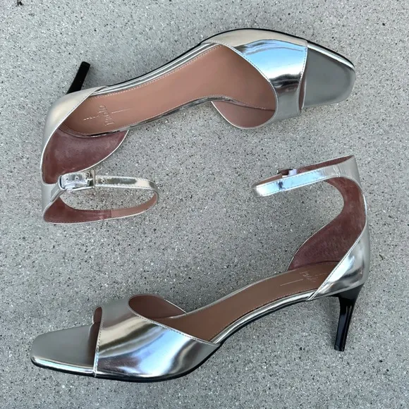 LINEA PAOLO silver heels sandals leather Strappy stilettos women’s 13 Nordstrom