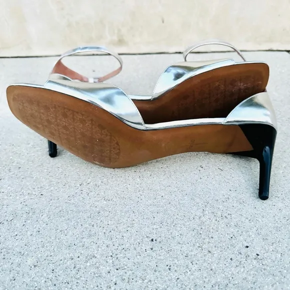 LINEA PAOLO silver heels sandals leather Strappy stilettos women’s 13 Nordstrom