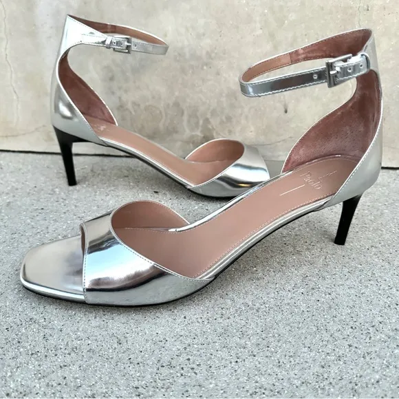 LINEA PAOLO silver heels sandals leather Strappy stilettos women’s 13 Nordstrom