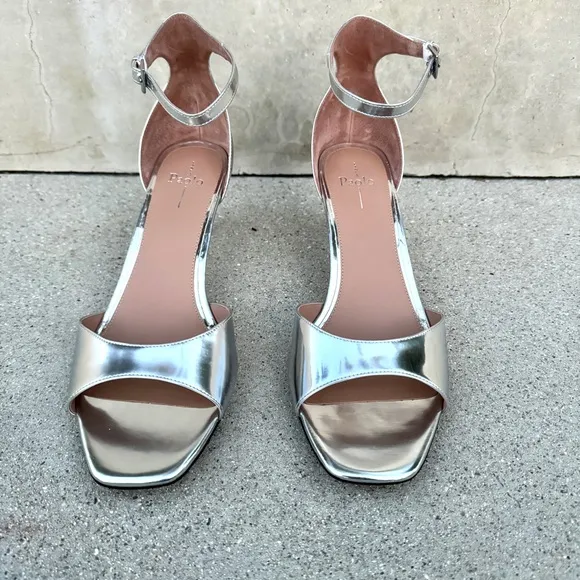 LINEA PAOLO silver heels sandals leather Strappy stilettos women’s 13 Nordstrom