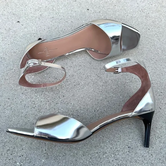 LINEA PAOLO silver heels sandals leather Strappy stilettos women’s 13 Nordstrom
