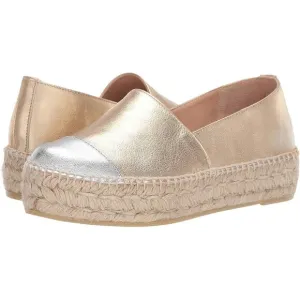 LK Bennett Talia Espadrilles Size 37 or 7 Gold Silver Metallic Leather Flatform