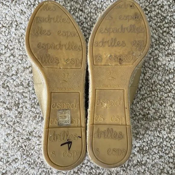 LK Bennett Talia Espadrilles Size 37 or 7 Gold Silver Metallic Leather Flatform