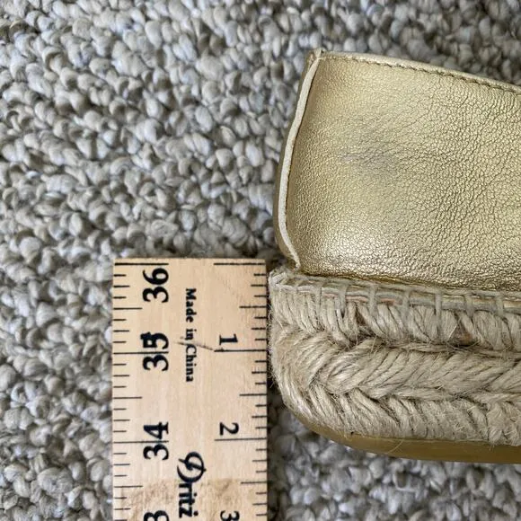 LK Bennett Talia Espadrilles Size 37 or 7 Gold Silver Metallic Leather Flatform