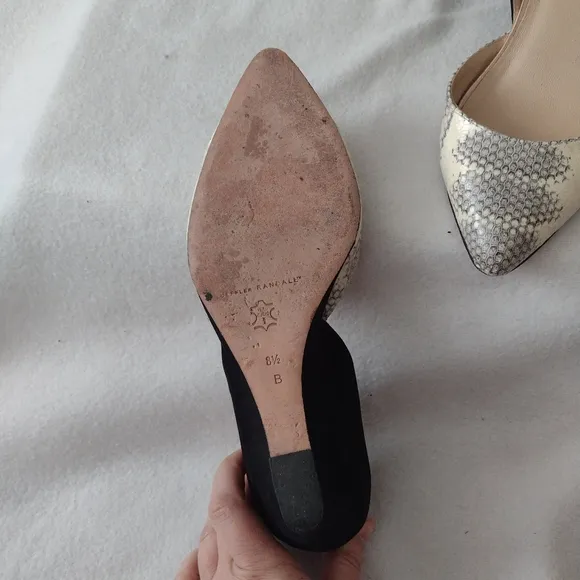 Loeffler Randall Rae D'Orsay Wedge Pump 8.5 Snakeskin Black Shoes