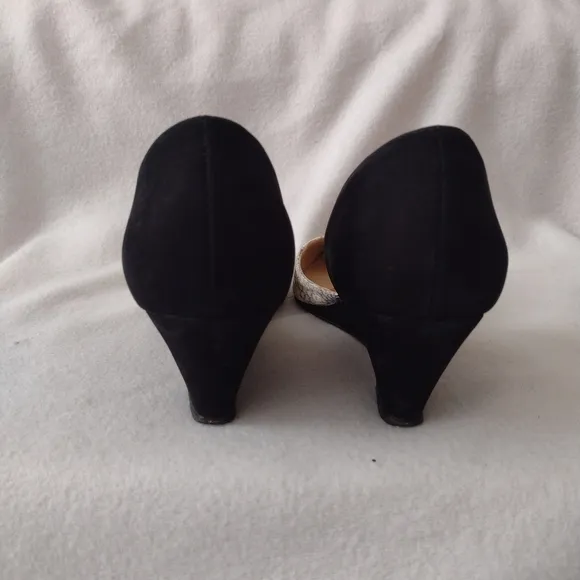 Loeffler Randall Rae D'Orsay Wedge Pump 8.5 Snakeskin Black Shoes