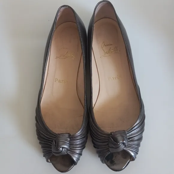 LOUBOUTIN   TURBAN METALLIC flats  OPEN TOE KNOT size 40.5