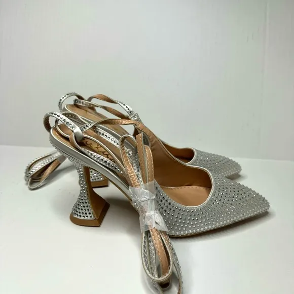 Lulus Kayka White Rhinestone‎ Lace-Up Pointed-Toe Pumps