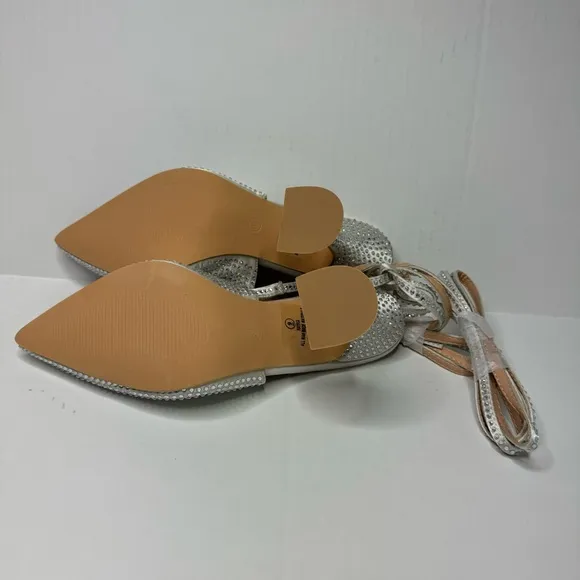 Lulus Kayka White Rhinestone‎ Lace-Up Pointed-Toe Pumps