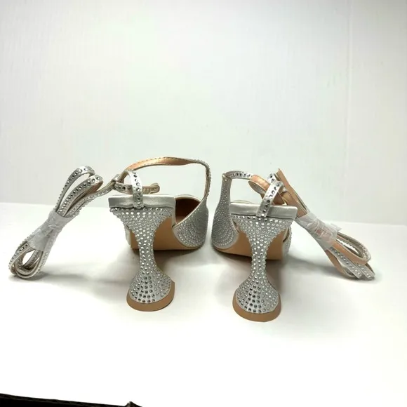 Lulus Kayka White Rhinestone‎ Lace-Up Pointed-Toe Pumps