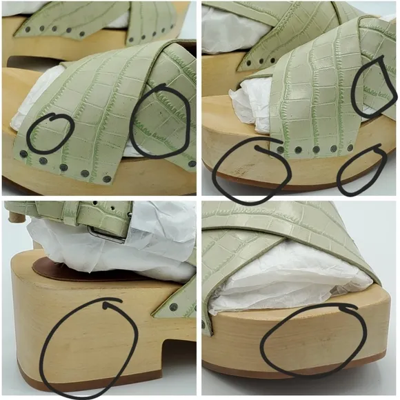 Madewell The Farrah Lime Green Leather Slingback Platform Sandals Clogs 6.5 Y2K