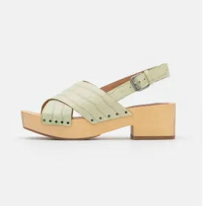 Madewell The Farrah Lime Green Leather Slingback Platform Sandals Clogs 6.5 Y2K