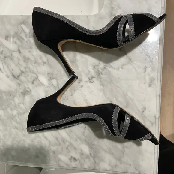 Manolo Blahnik Black and Silver Women's Shoes