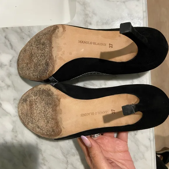 Manolo Blahnik Black and Silver Women's Shoes