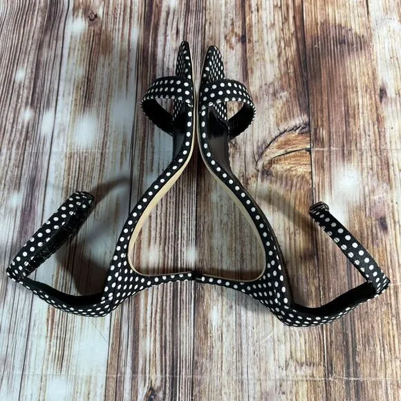 Manolo Blahnik CHAOS Sz EU 40 US 10 Black White Polka Dot High Heel Sandal Shoes