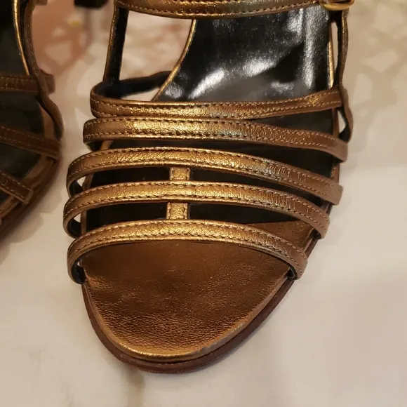 Manolo Blahnik Orange Brown Heels Elegant Strappy   Dust Bag.
