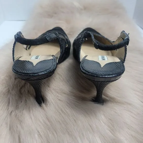 Manolo blahnik Slingback Black Suede Point toe Pump Shoes