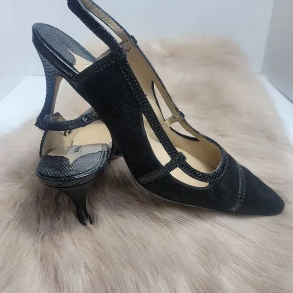 Manolo blahnik Slingback Black Suede Point toe Pump Shoes