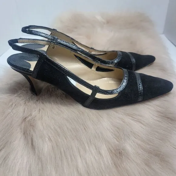 Manolo blahnik Slingback Black Suede Point toe Pump Shoes