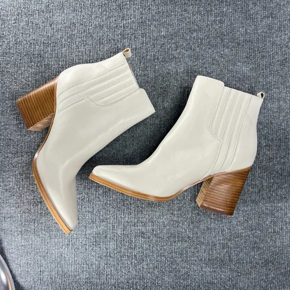 Marc Fisher Booties MLoshay Ankle Boots Womens 11 Off White Pointed Toe Shoes