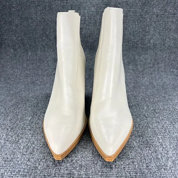 Marc Fisher Booties MLoshay Ankle Boots Womens 11 Off White Pointed Toe Shoes