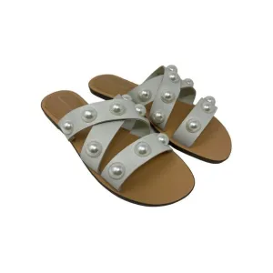 Marc Fisher Bryte Slide Sandals in Ivory Bride Bridal 8M