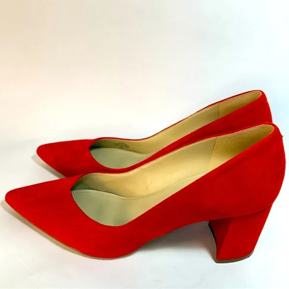 Marc Fisher Chic Red Suede Leather Block Heels Size 10M