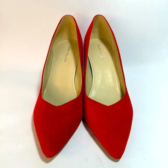 Marc Fisher Chic Red Suede Leather Block Heels Size 10M