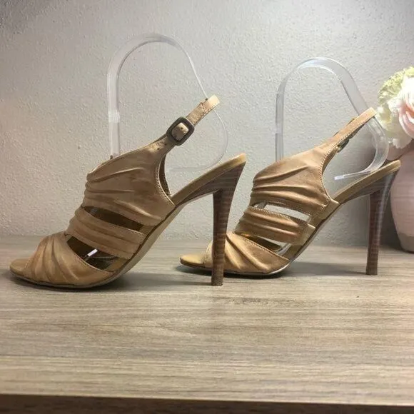 MARC FISHER‎ Nude Slingback Weathered Leather Heels