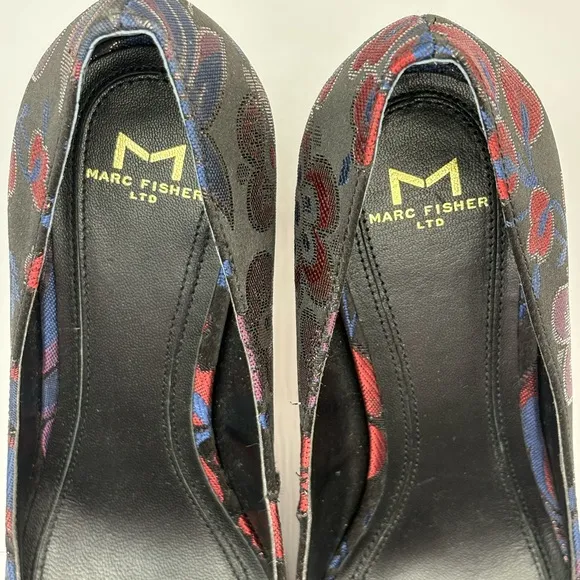Marc Fisher Women's Floral Heels - Black and Blue