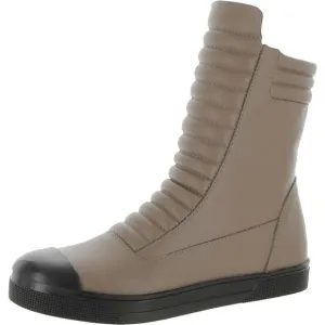 Marcella NYC Womens Journey Taupe Leather Ribbed Moto Ankle Boots Shoes New