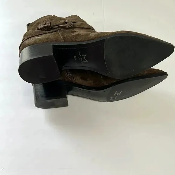 Marc Fisher Yandi Belted Western Suede Booties size 9 1/2 med