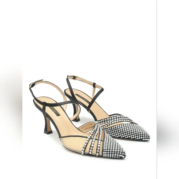 Marina Rinaldi Elegant Black and Silver Women's Heels Size 39
