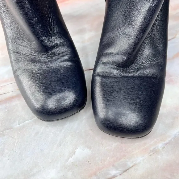 Marni Black Leather Block Heels Booties Boots Shoes 39