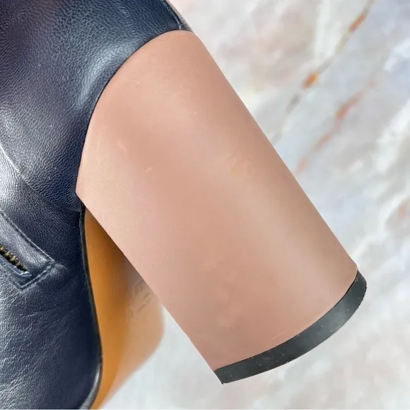 Marni Black Leather Block Heels Booties Boots Shoes 39