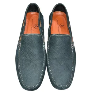Martin Dingman Blue Crosshatch Leather Loafers Moccasins Shoes size 12