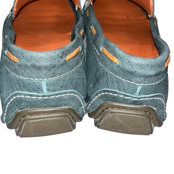 Martin Dingman Blue Crosshatch Leather Loafers Moccasins Shoes size 12
