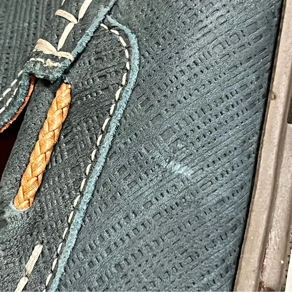 Martin Dingman Blue Crosshatch Leather Loafers Moccasins Shoes size 12