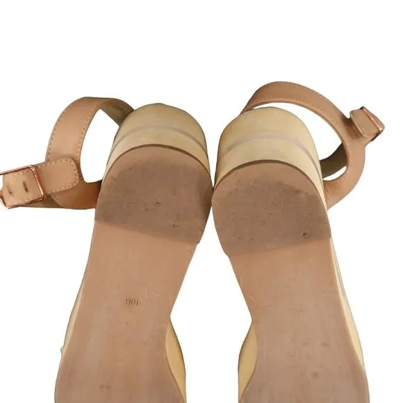 Matt Bernson Shoes Womens 10 Sandal Platform Wedge Wood Leather Fashion Metallic