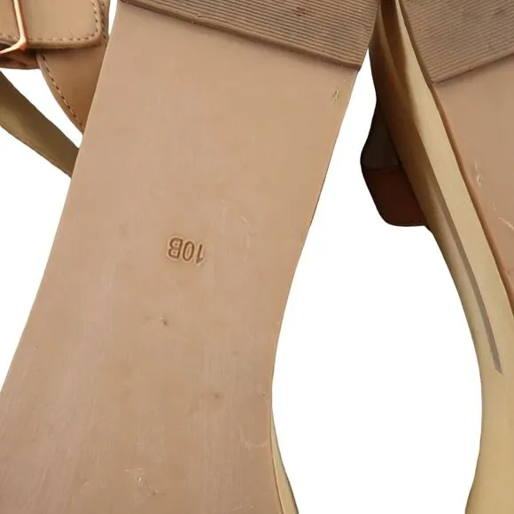 Matt Bernson Shoes Womens 10 Sandal Platform Wedge Wood Leather Fashion Metallic
