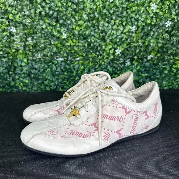 Mauri Women's Pink and white leather sneakers